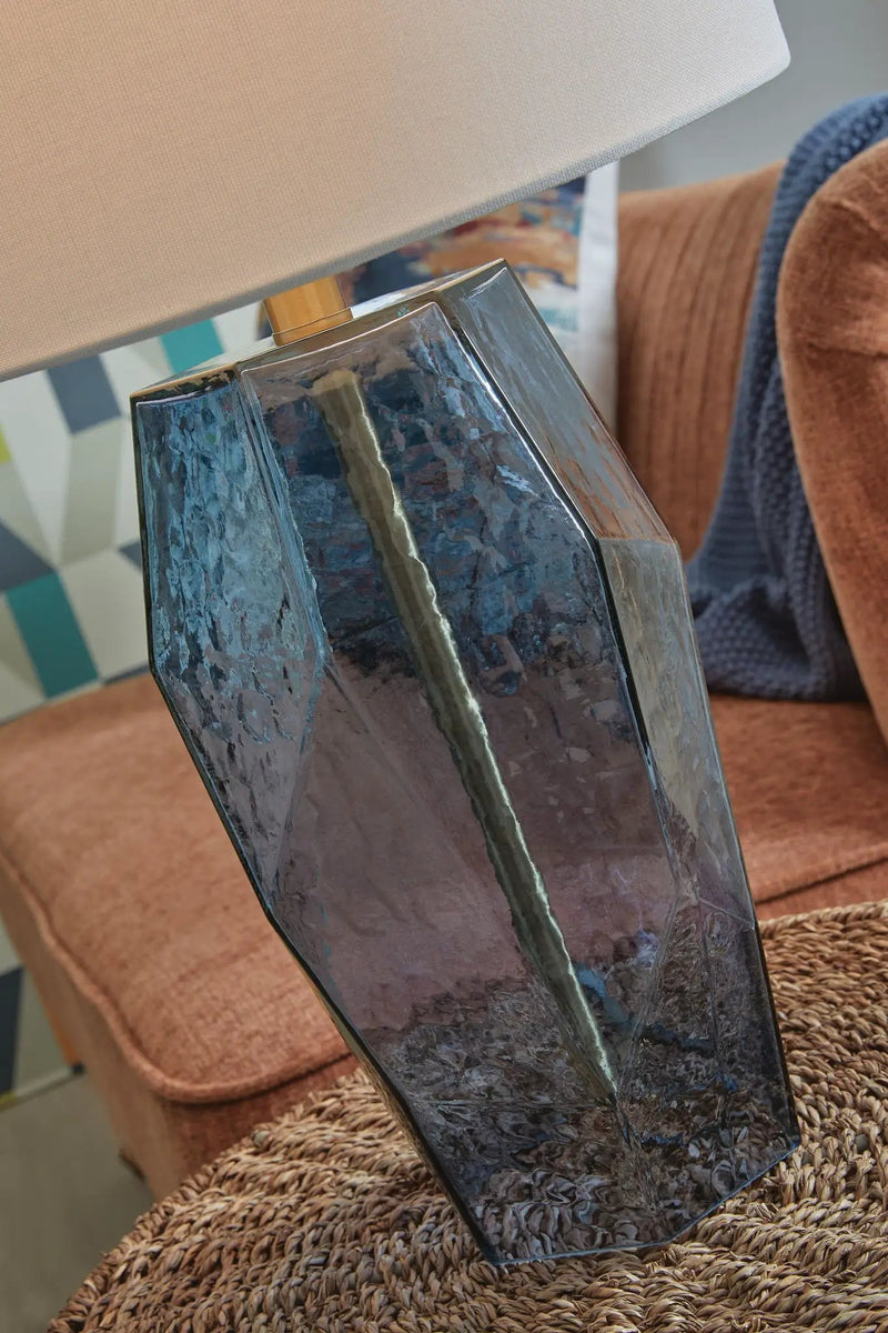 Tallow - Glass Table Lamp - Blue by Unique Piece Furniture
