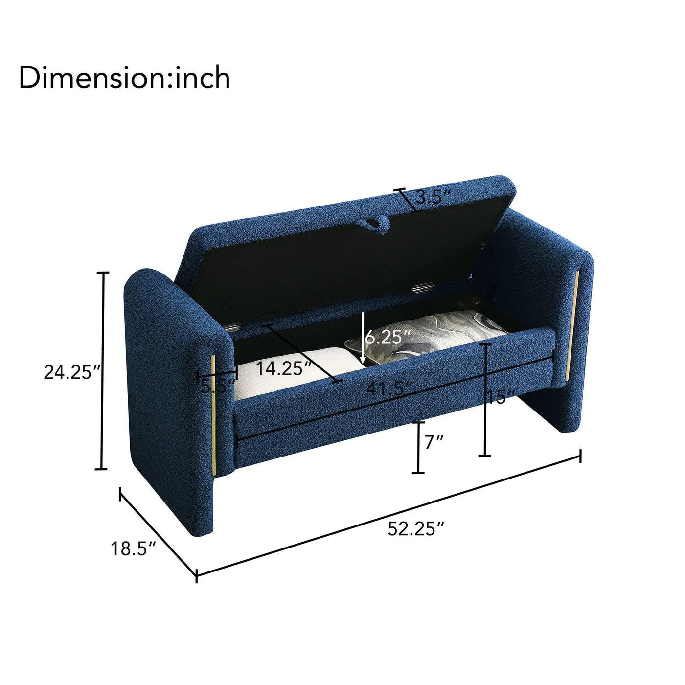 Modern Teddy Upholstered Large Bed End Bench With Arms And Storage by HouseOfZazla