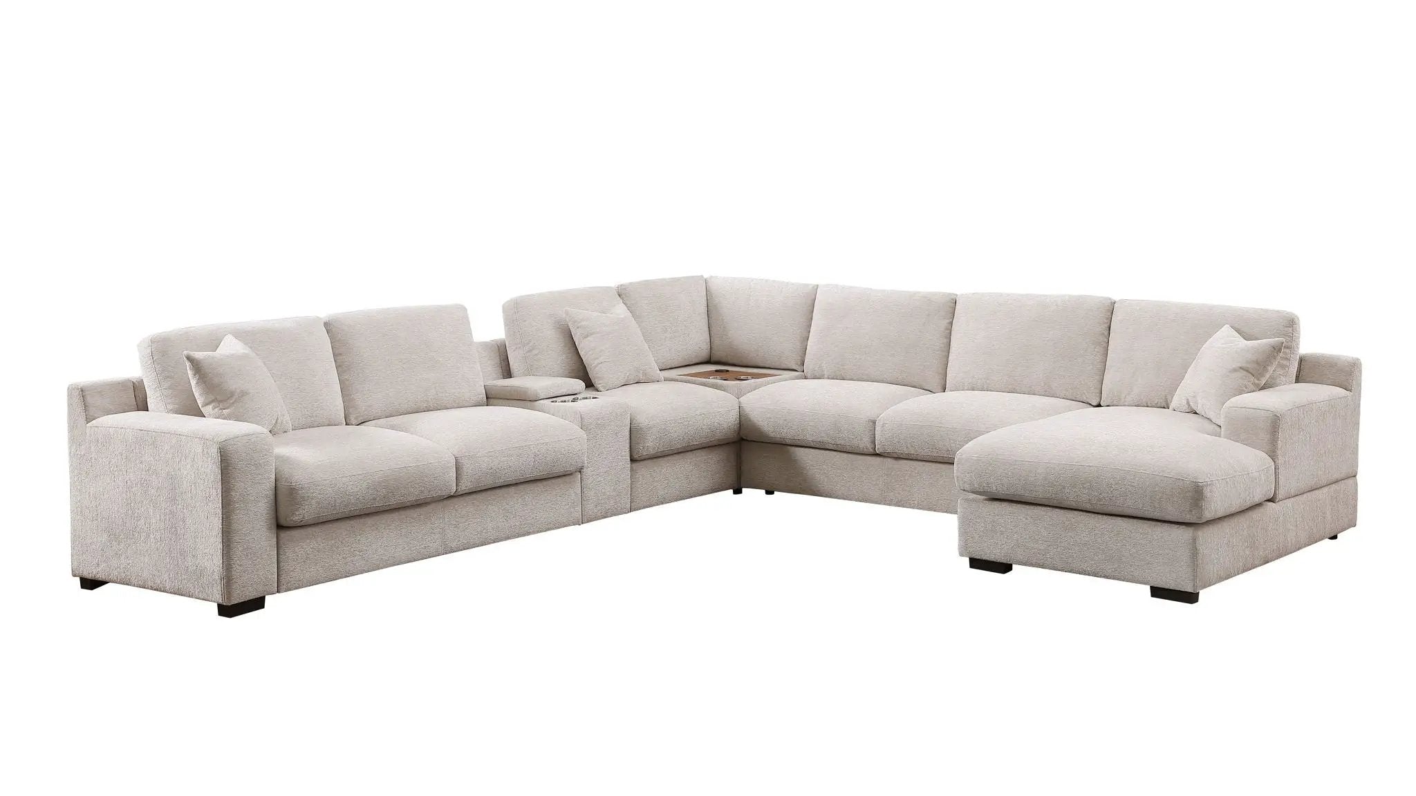 Celine - Fabric Corner Sectional Sofa With Right-Facing Chaise, Cupholders, And Charging Ports by HouseOfZazla