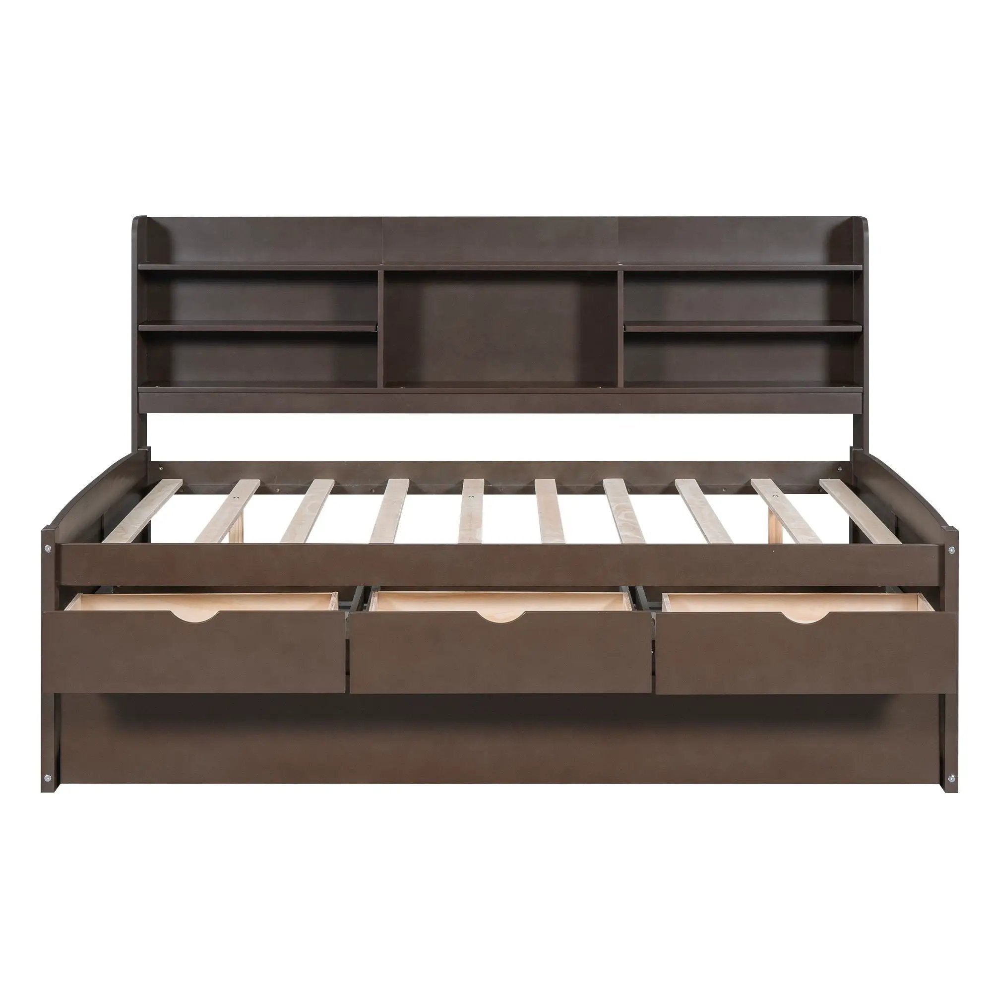 Captain Bed With Built In Bookshelves, 3 Storage Drawers, And Trundle by Unique Piece Furniture