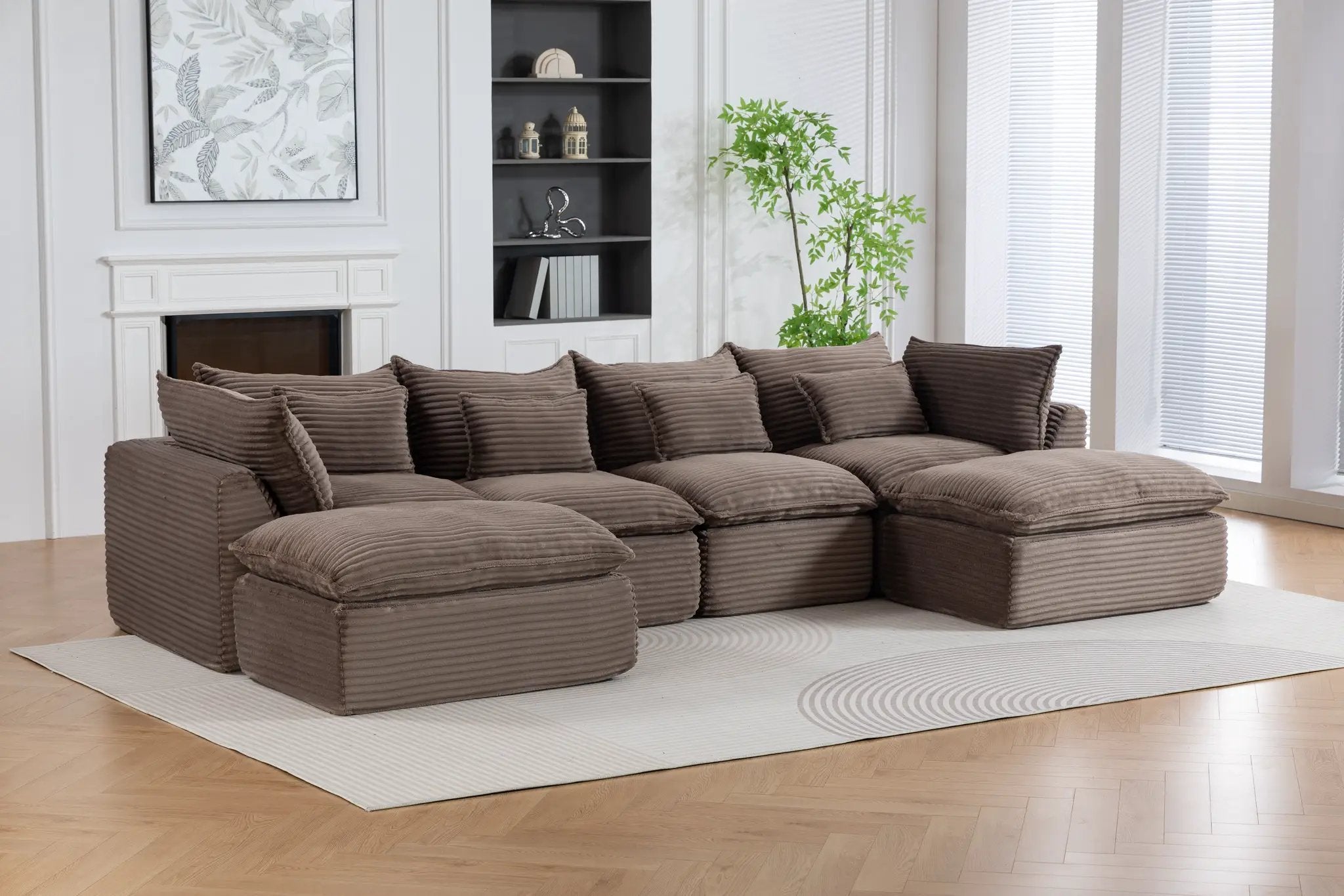 129.8" Width Cloud Couch Oversized Modular Sectional Sofa by HouseOfZazla