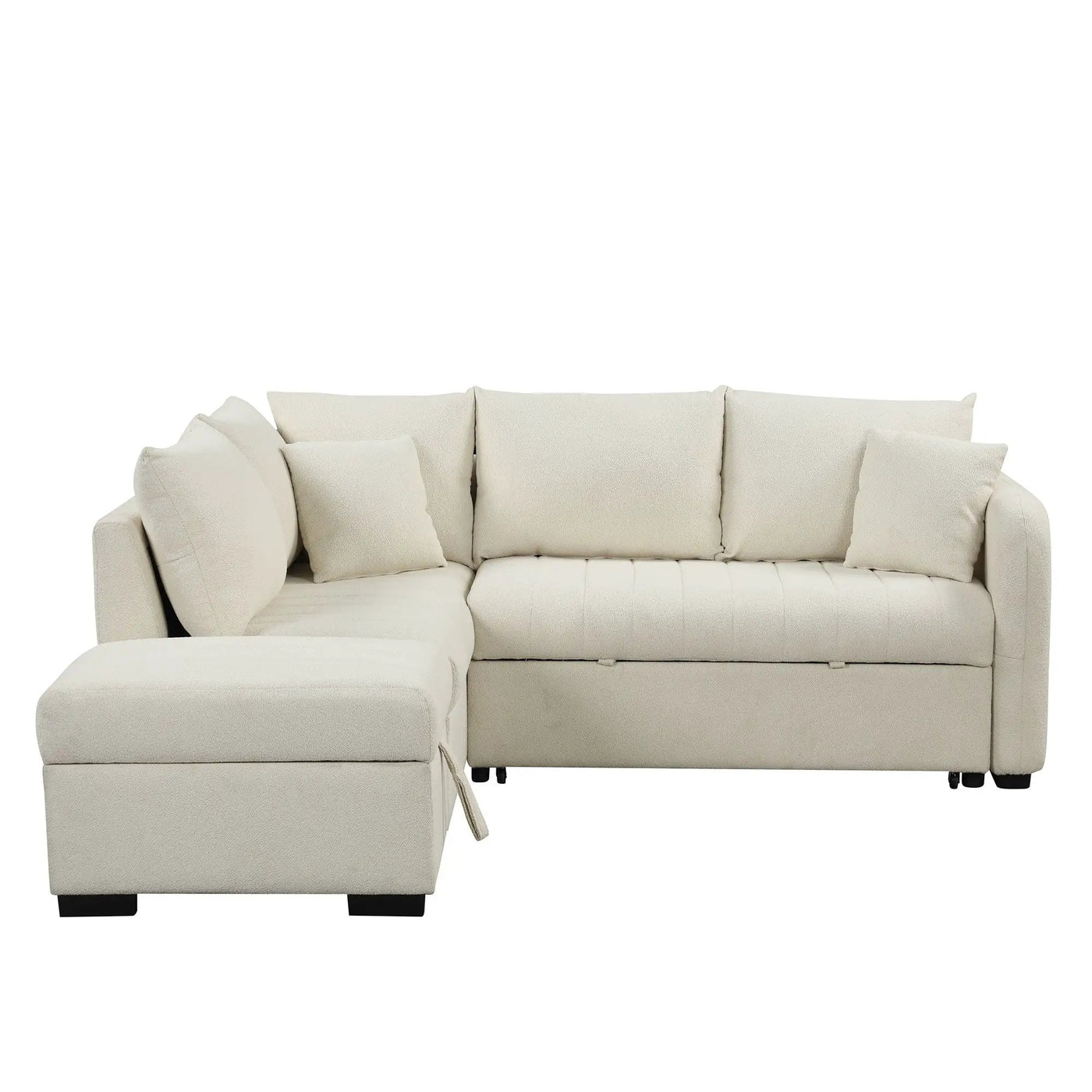 L-Shaped Sectional Pull Out Sofa Bed Sleeper Sofa With Two USB Ports, Two Power Sockets And A Movable Storage Ottoman by HouseOfZazla