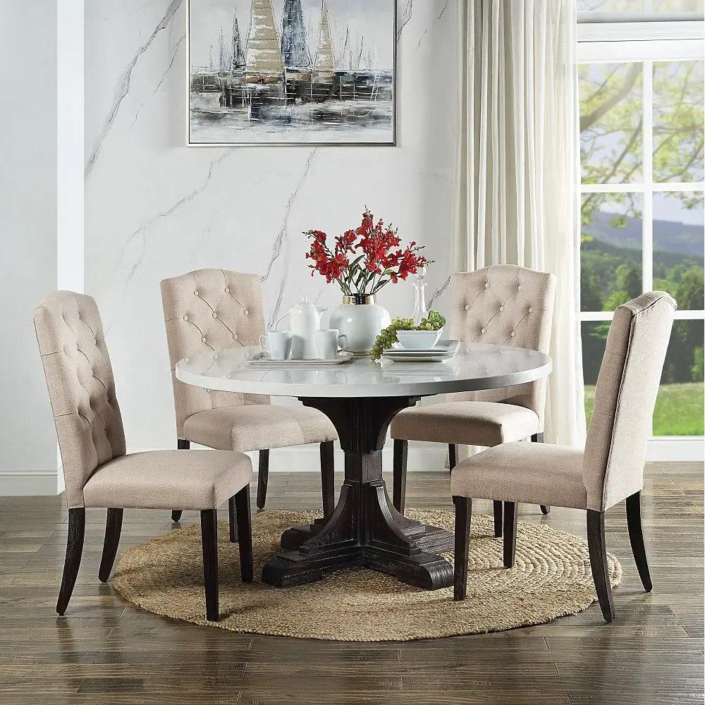 Gerardo - Side Chair (Set of 2) - Beige Linen & Weathered Espresso by Unique Piece Furniture