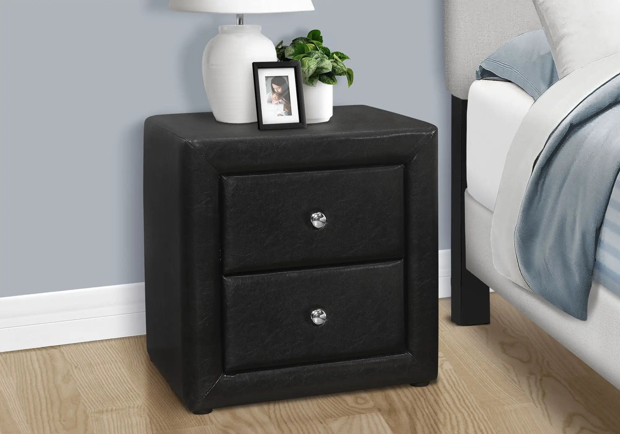 Nightstand, Storage Drawer Versatile Use, Upholstered, Transitional by Unique Piece Furniture