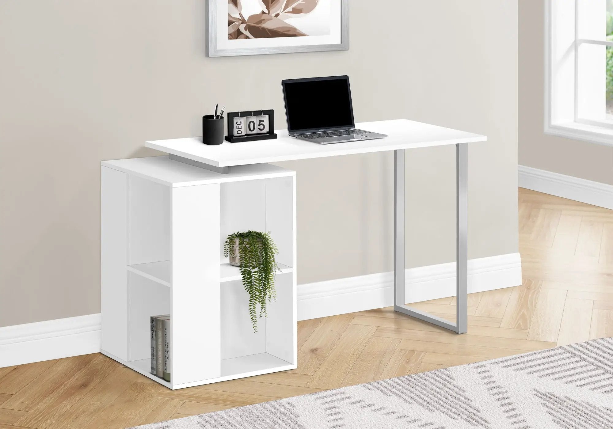 Computer Desk, Home Office, Left, Right Set-Up, Storage Shelves, Work, Laptop, Contemporary, Modern by Unique Piece Furniture