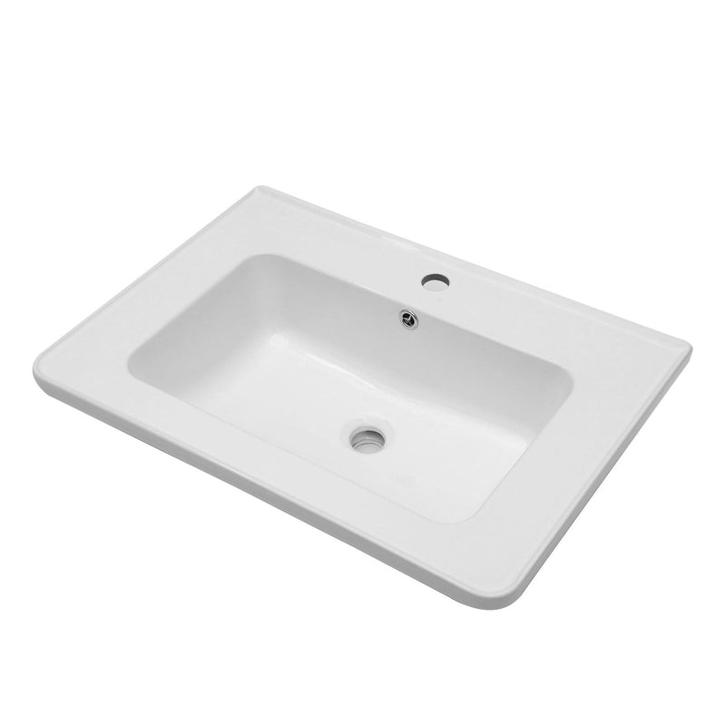 Rectangular Single Vanity Top With 1 Faucet Hole And Overflow, 28 X 19" - White by HouseOfZazla