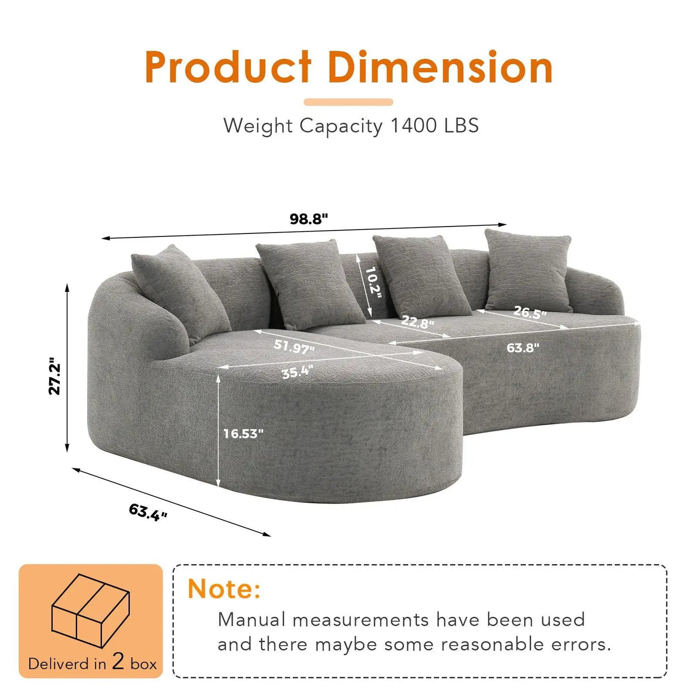 Combined Sofa With 4 Pillows by Unique Piece Furniture
