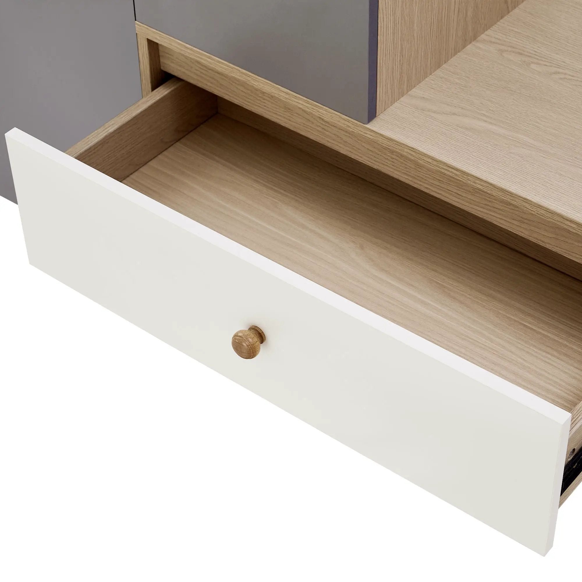 Modern Multi Functional Shoe Storage Bench & Cabinets With Adjustable Shelves - Gray / Natural Wood / White by HouseOfZazla