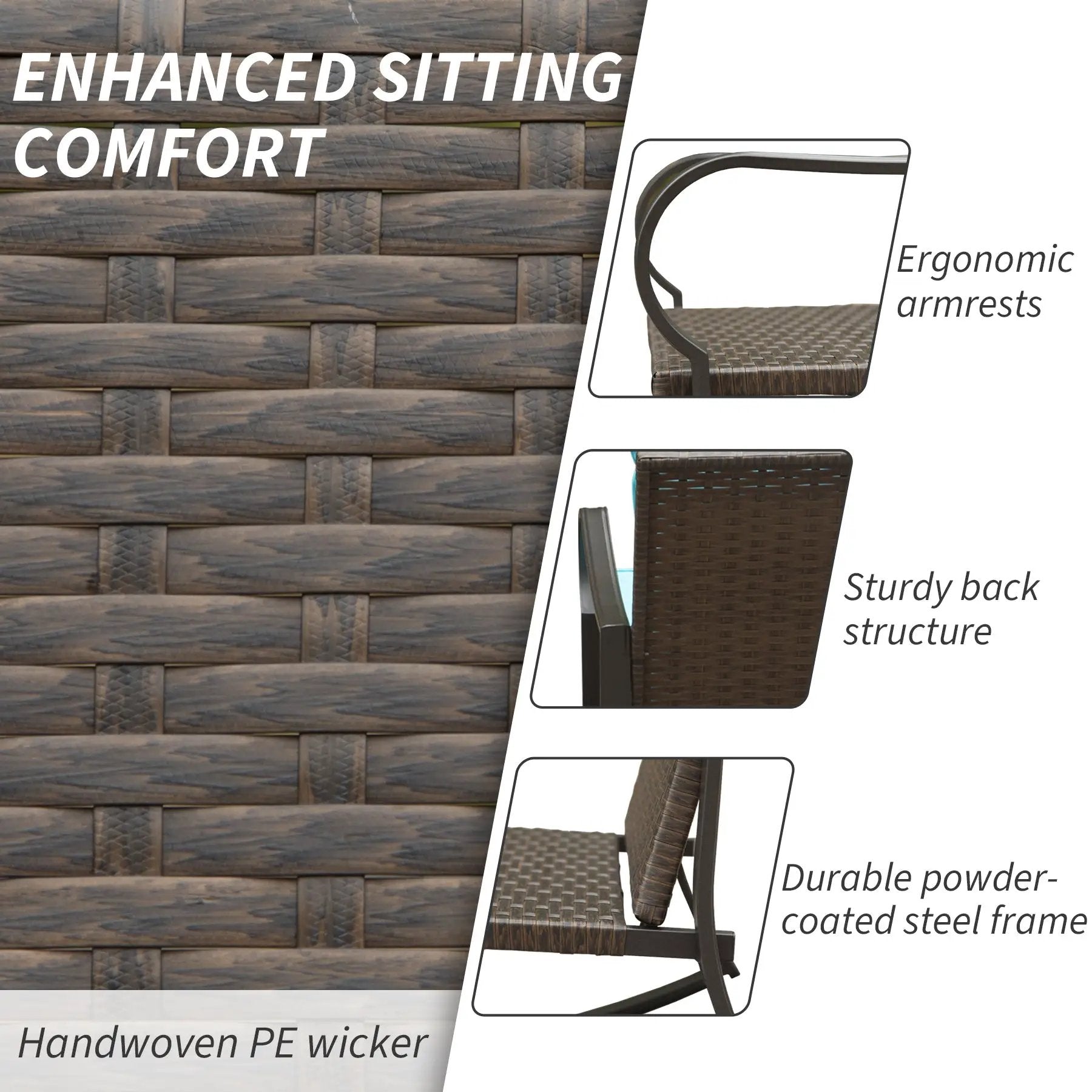 Metal 2-Person Outdoor Patio Rocking Seating Group with Cushions by HouseOfZazla