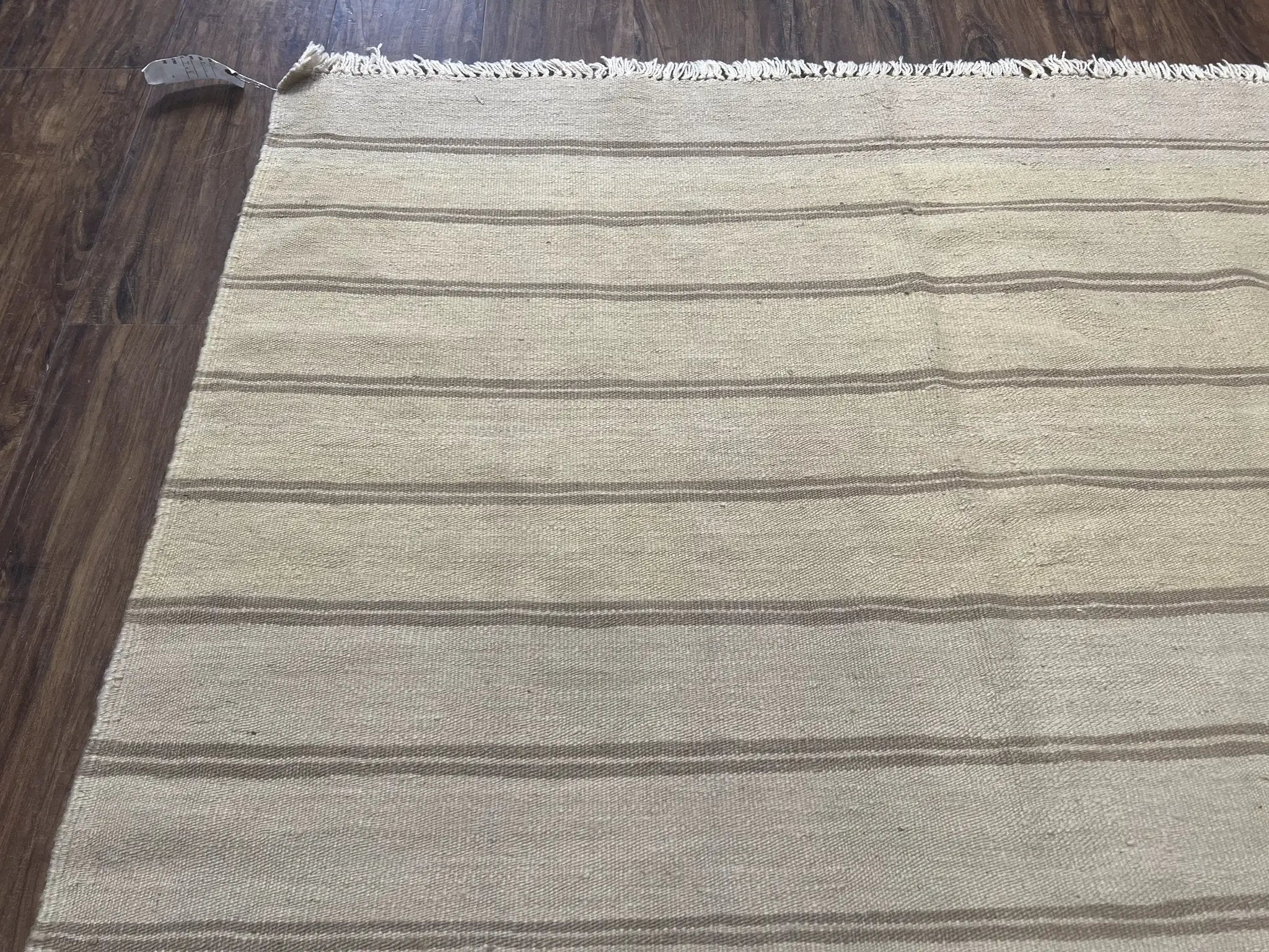 New Turkish Kilim Rug 5x8 Flatweave Carpet, Bohemian Rug, Contemporary Rug, Hand Woven, Wool Area Rug, Gray and Taupe, Striped Pattern by Jewel Rugs
