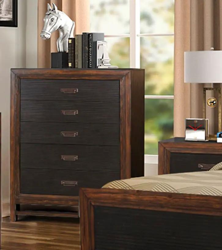 5 Drawer Chest, 2 Tone - Brown by Unique Piece Furniture