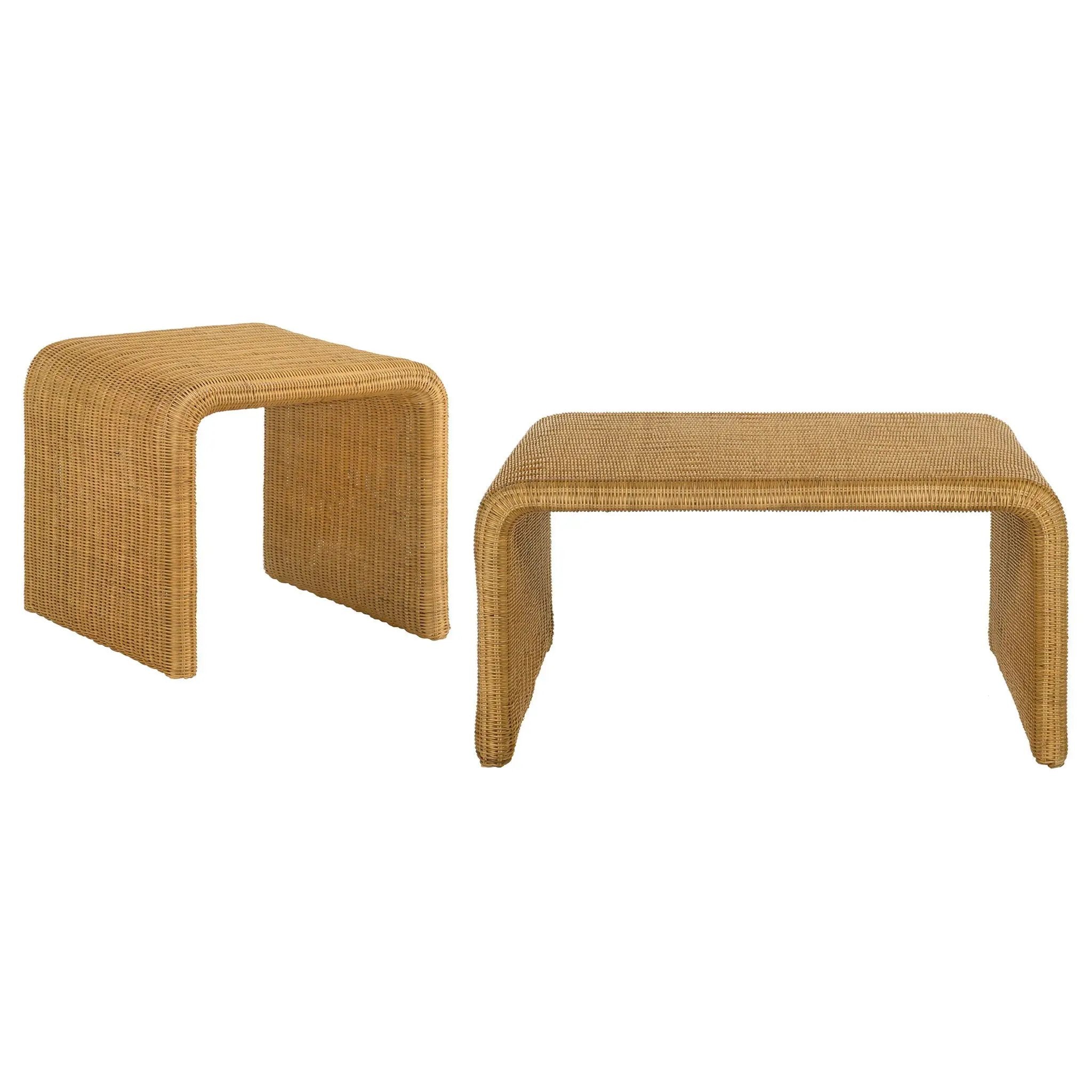 Cahya 2-piece Rattan Coffee and End Table Set Natural by Unique Piece Furniture