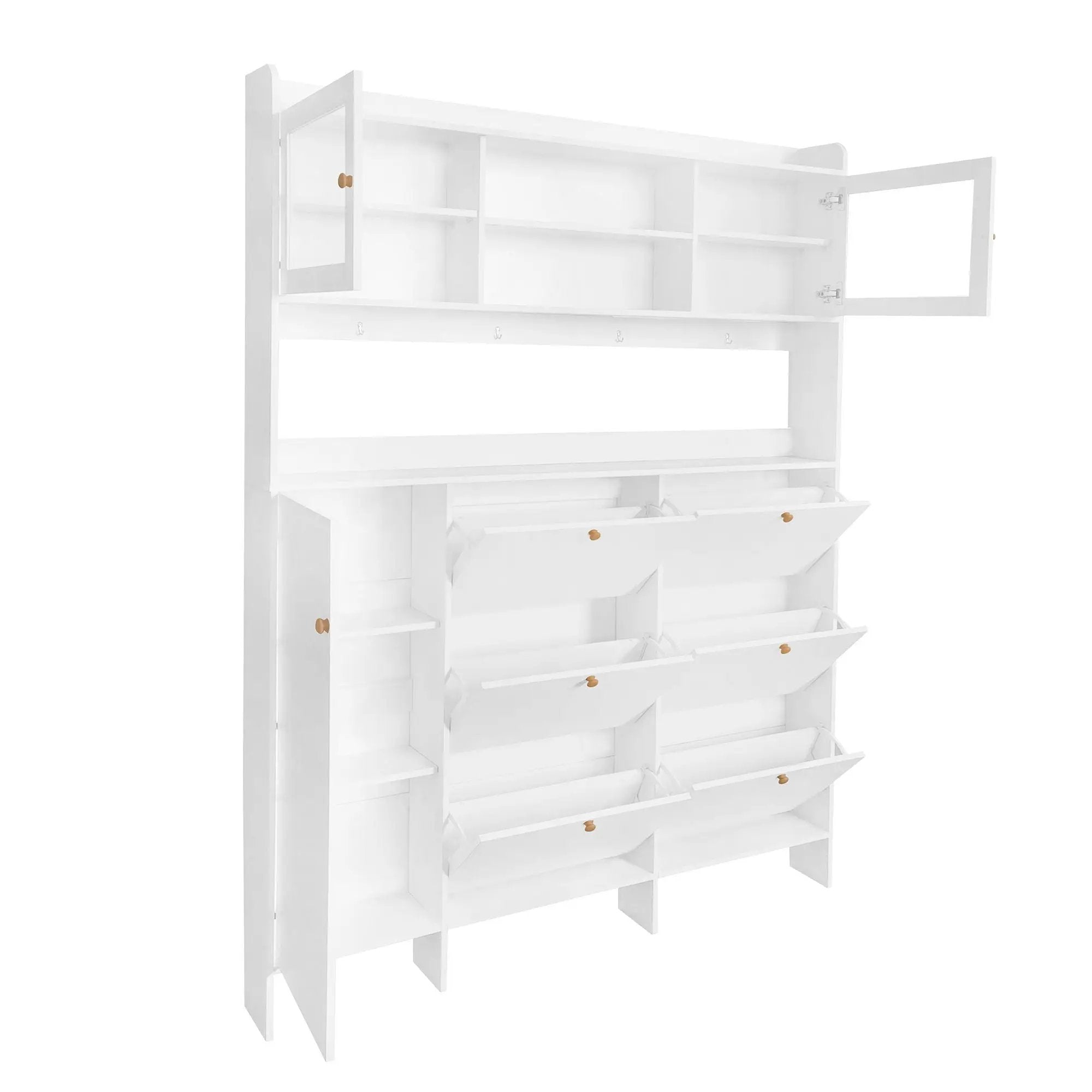 On Trend Multifunctional Tipping Bucket Shoe Cabinet With Storage Shelf & 6 Flip Drawers by HouseOfZazla