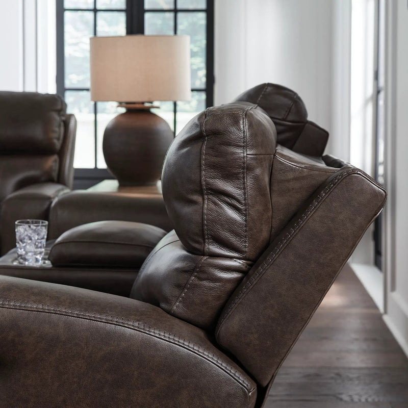 Crossplex - Power Reclining Loveseat / Console / Adjustable Headrest - Smoke by Unique Piece Furniture
