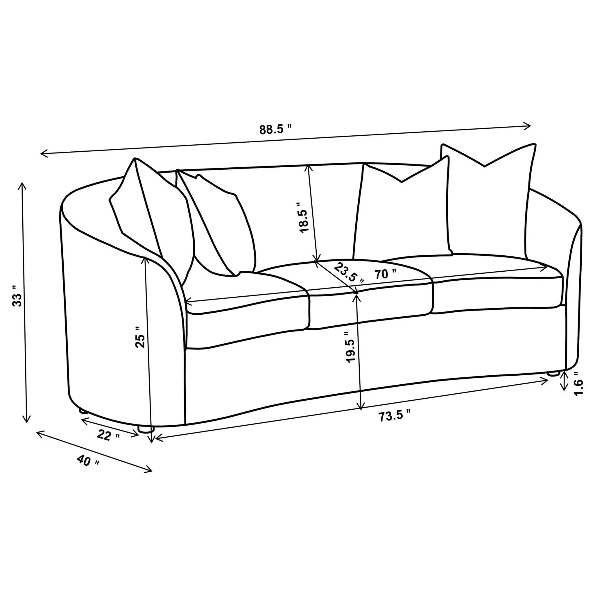 Rory - Sloped Arms Sofa With Pillows - Ivory by HouseOfZazla