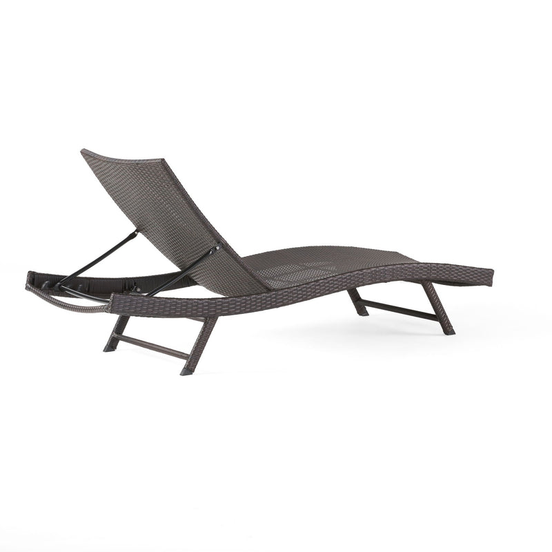 Kauai - Modern Style Wicker Chaise Lounge - Brown Multi by HouseOfZazla