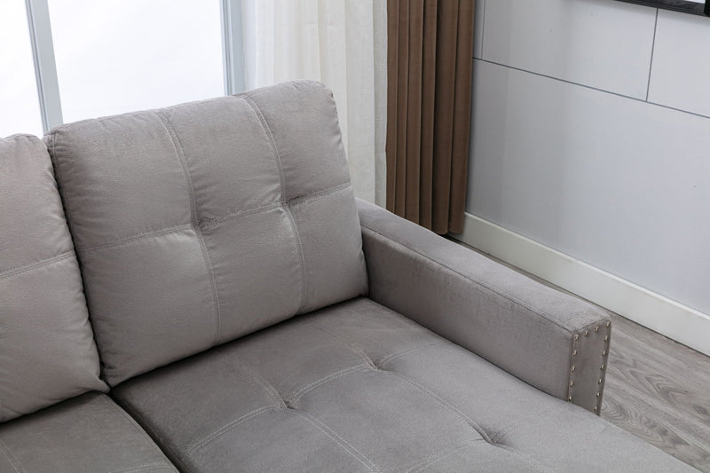 Reversible Sectional Storage Sleeper Sofa Bed, L-Shape 2 Seat Sectional Chaise With Storage, Skin-Feeling Fabric by HouseOfZazla