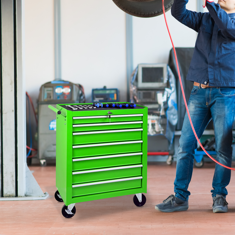 Rolling Tool Chest with 7-Drawer Tool Box - Green by HouseOfZazla