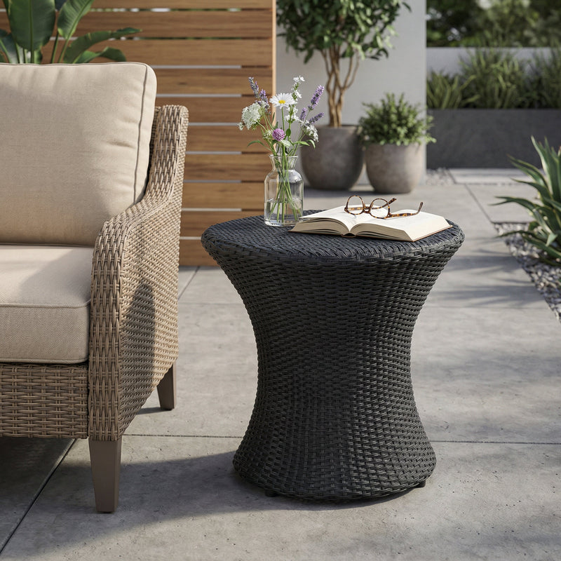 KONO Hourglass Rattan Table with No Glass Top by HouseOfZazla