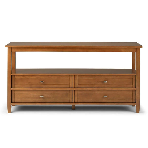Warm Shaker - Wide Console Sofa Table - Light Golden Brown