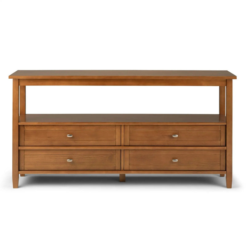 Warm Shaker - Wide Console Sofa Table - Light Golden Brown by HouseOfZazla