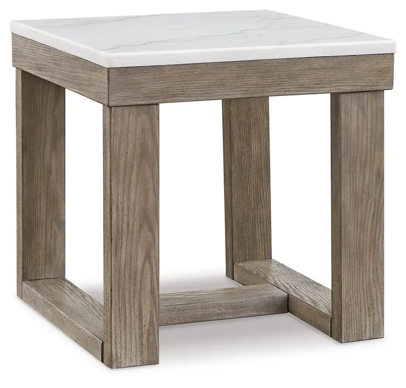 Loyaska - Square End Table - Brown / Ivory by Unique Piece Furniture