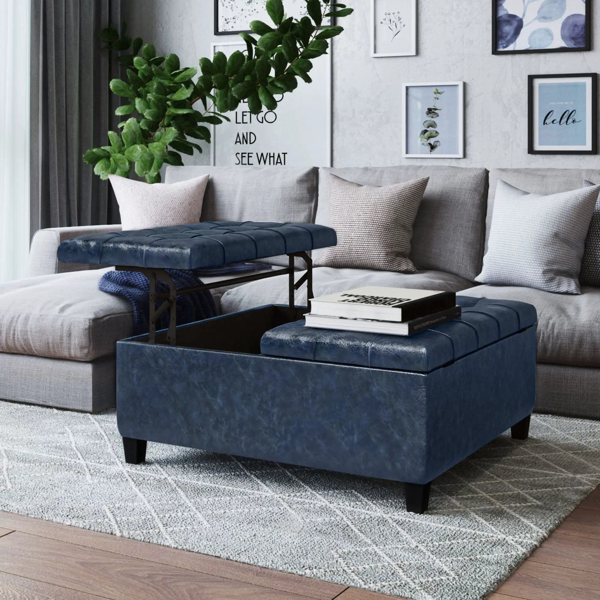 Harrison - Upholstered Coffee Table Storage Ottoman by Unique Piece Furniture