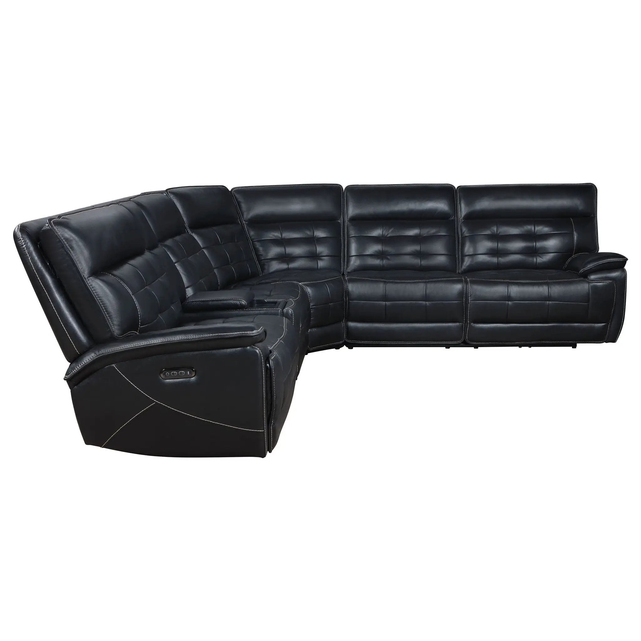 Hewitt Leather Dual Power Reclining Sectional Sofa Black by Unique Piece Furniture