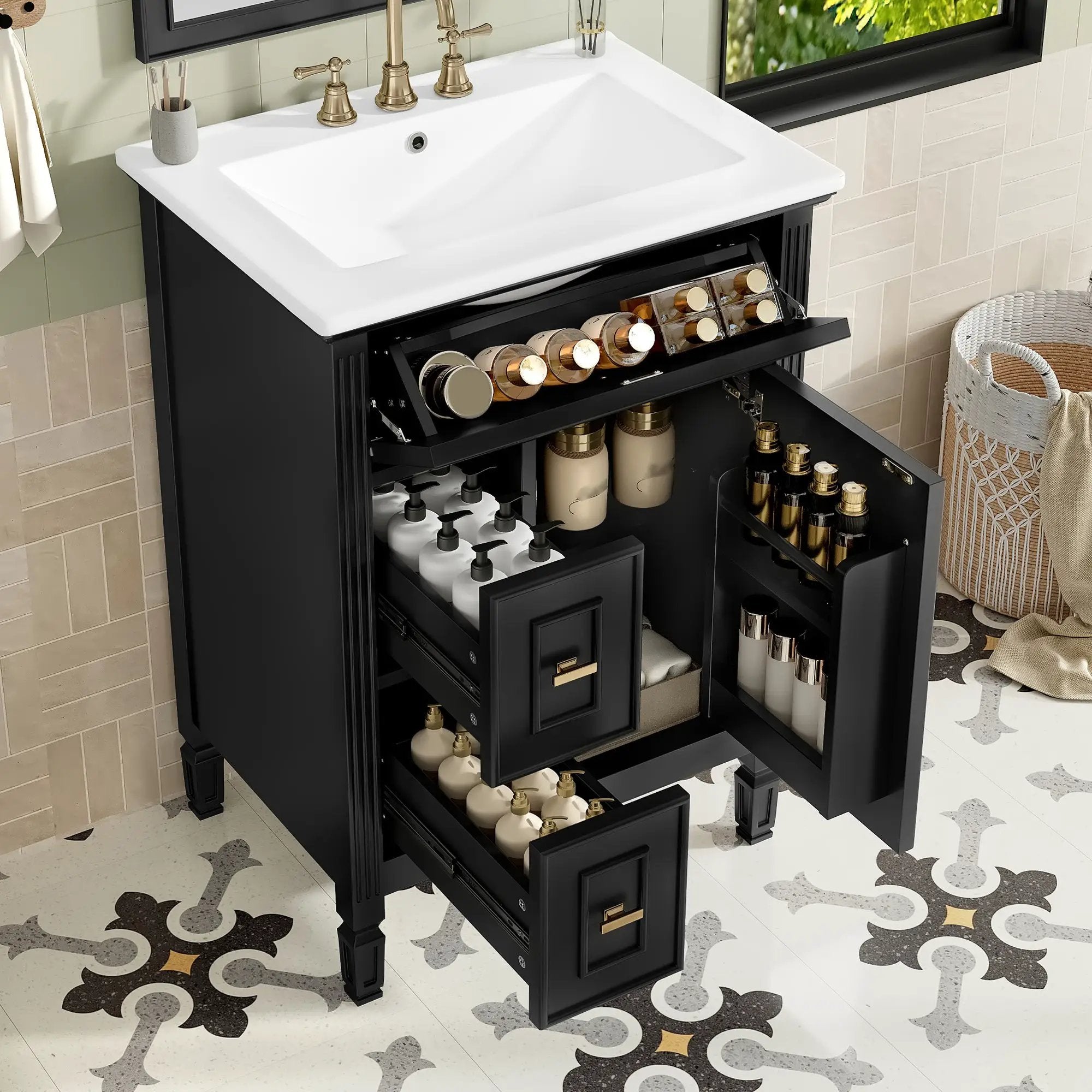 24-Inch Bathroom Vanity with Sink and Solid Wood Cabinet by HouseOfZazla