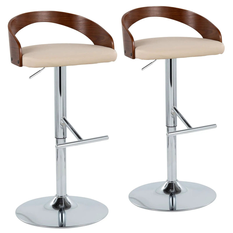 Grotto - Mid Century Modern Adjustable Height Barstool, Swivel With Straight T Footrest (Set of 2) by HouseOfZazla