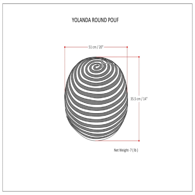 Yolanda - Round Pouf - Natural by HouseOfZazla