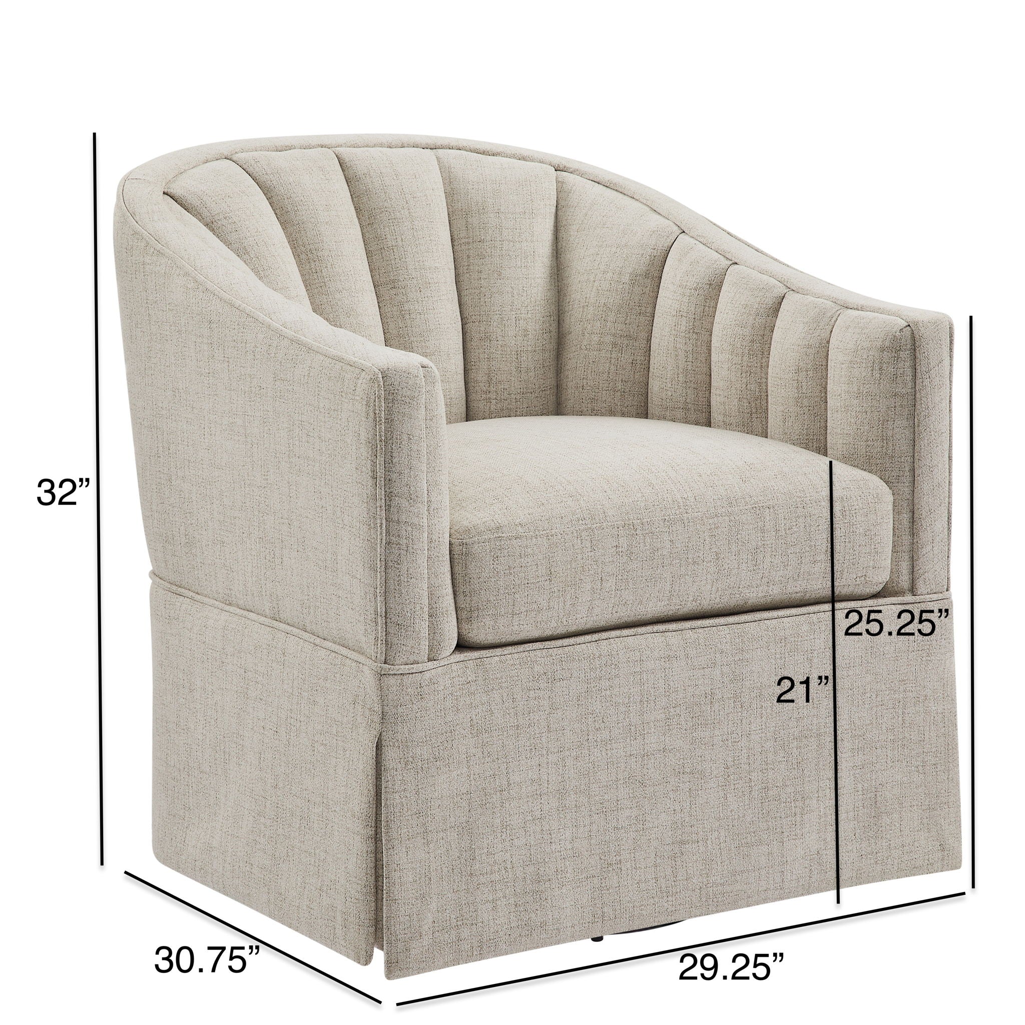 Solitude - Skirted Swivel Accent Chair With Hemp Like by HouseOfZazla