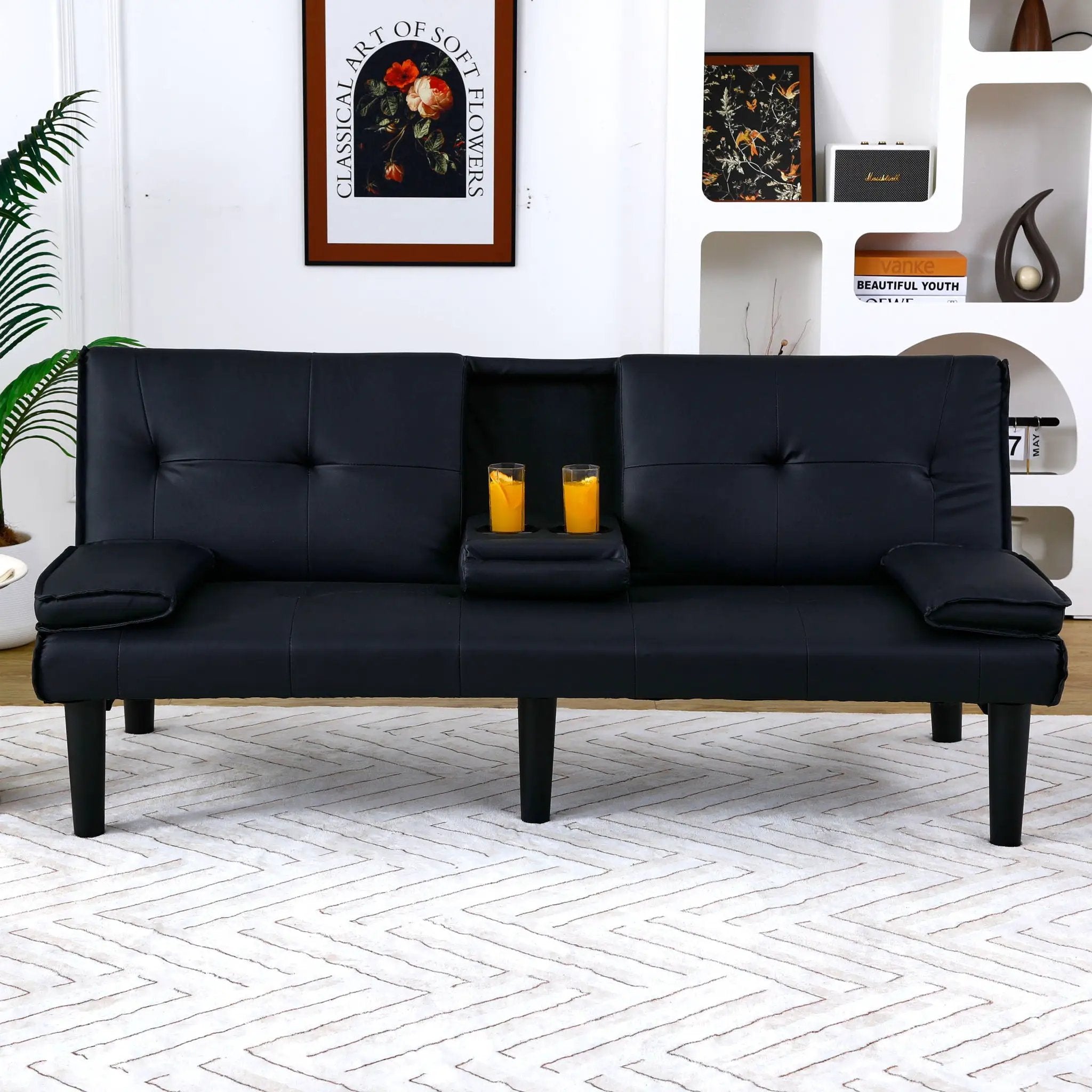 Sofa Bed With Foldable Design And Cup Holder by HouseOfZazla