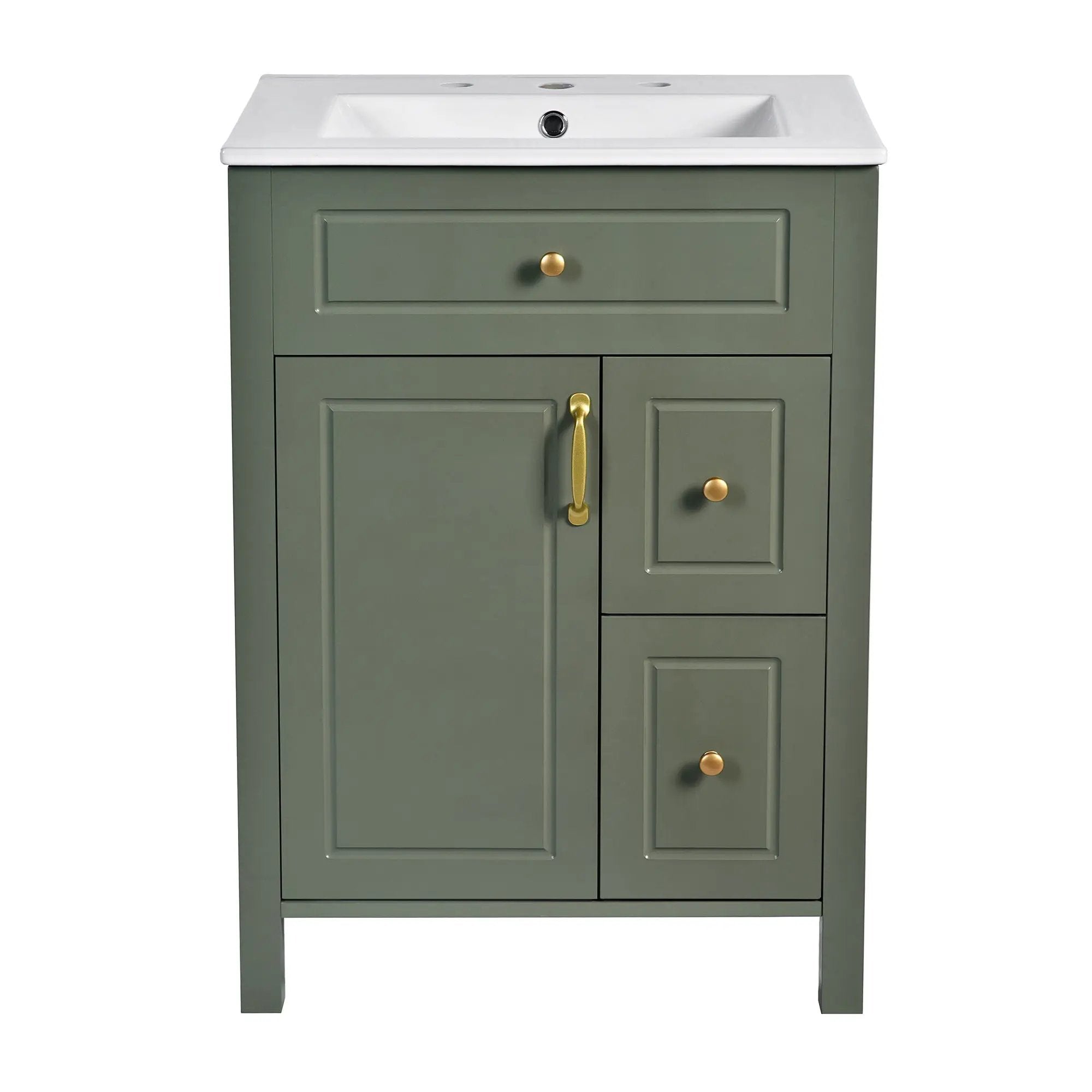 Elegant Bathroom Vanity With Ceramic Sink, Soft Close Doors And Drawers, Double Storage Racks by Unique Piece Furniture