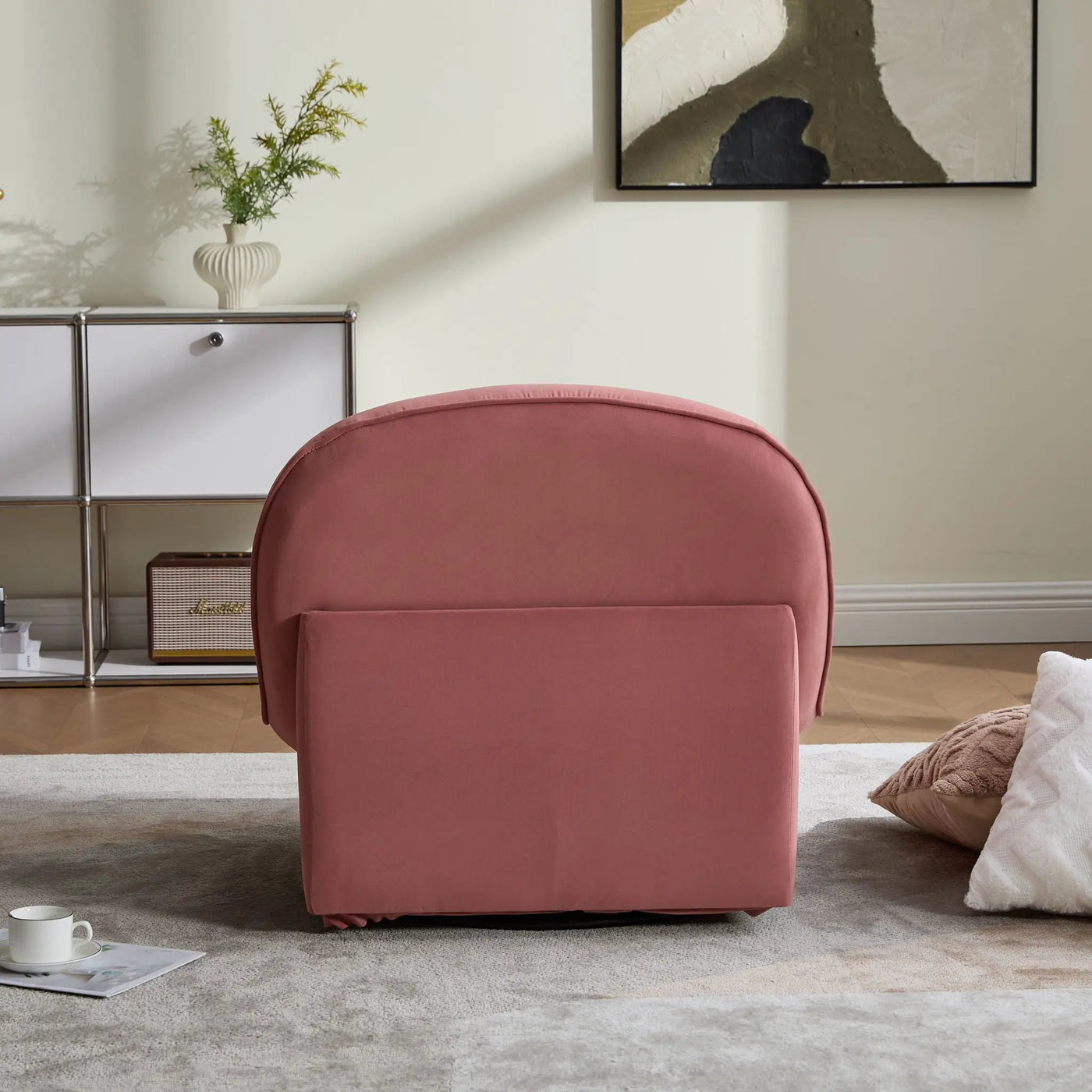 Pumpkin Shaped Swivel Accent Chair, 360 Degree Rotation For Living Room by Unique Piece Furniture