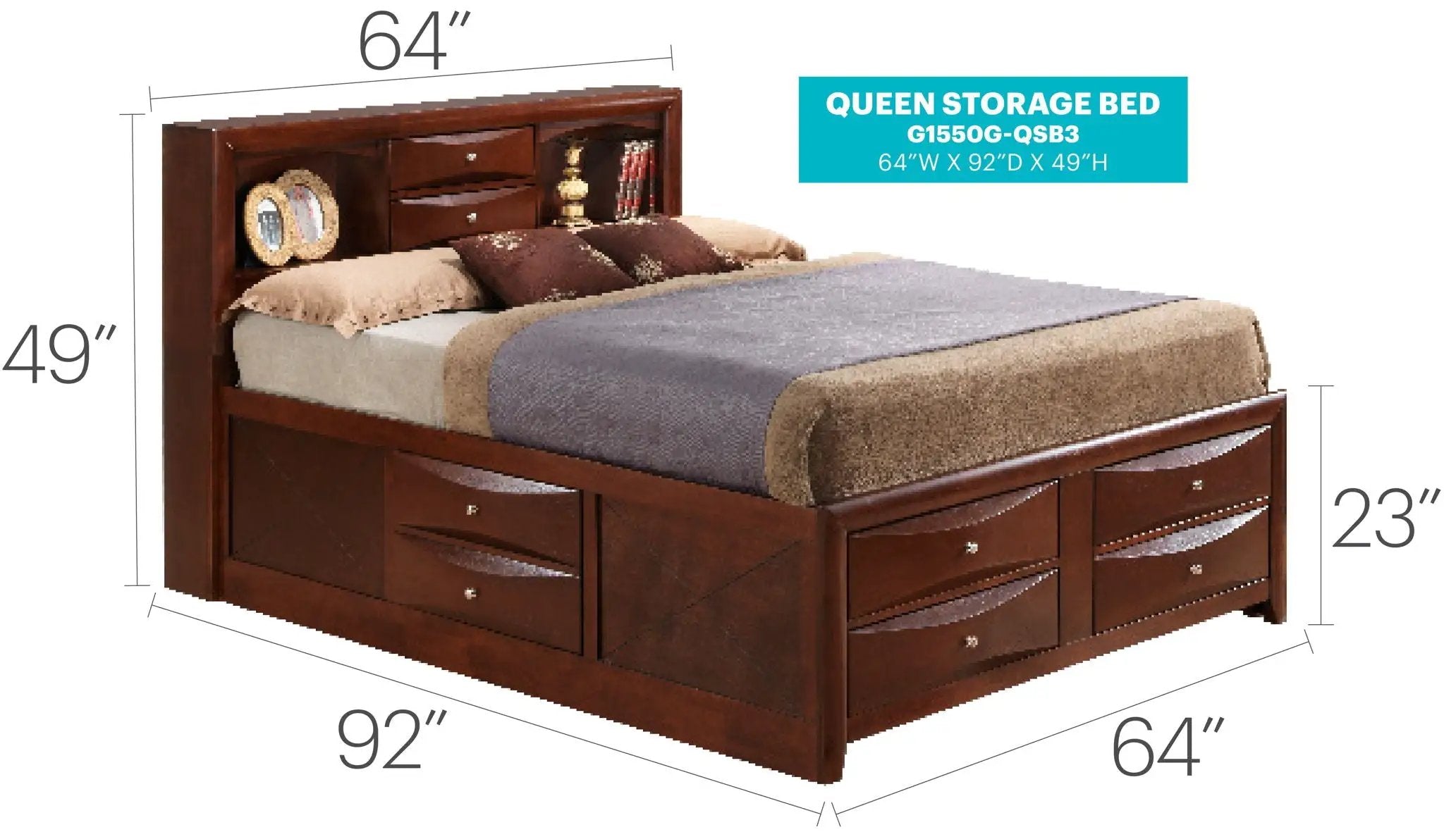 Modern Design Storage Bed With Bookcase Headboard by HouseOfZazla