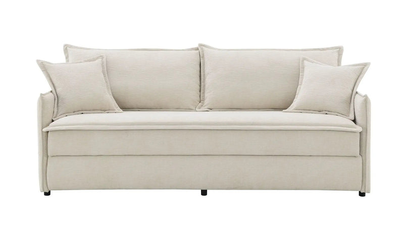 Elisea Sleeper Sectional Sofa With 2 Toss Pillows - Beige by HouseOfZazla
