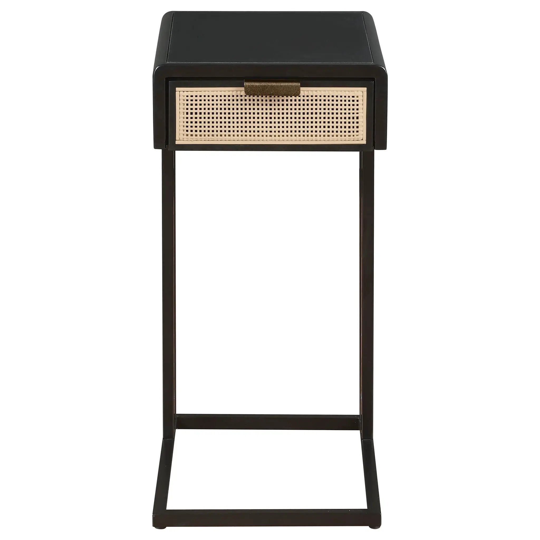 Amherst 1-drawer Radio Weave Cane Metal Side Table Black by Unique Piece Furniture