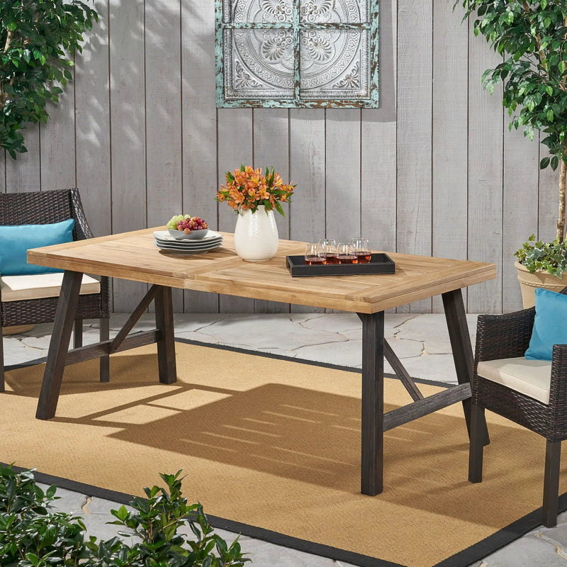 Outdoor Dining Set with 2 Benches and 1 Dining Table - Light Brown by HouseOfZazla