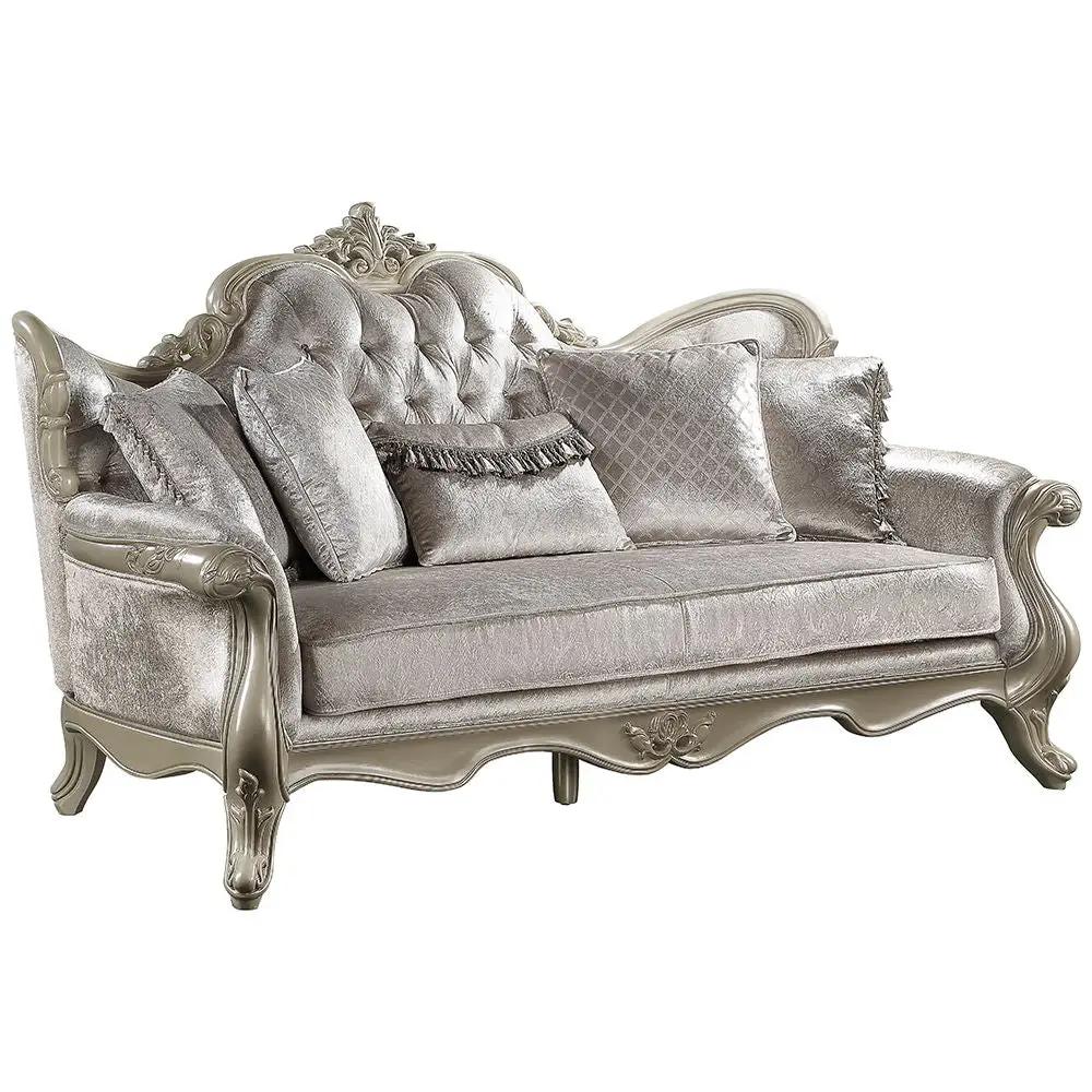 Libertee - Sofa With 5 Pillows - Beige Fabric & Champagne by Unique Piece Furniture
