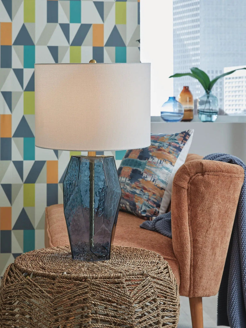 Tallow - Glass Table Lamp - Blue by Unique Piece Furniture