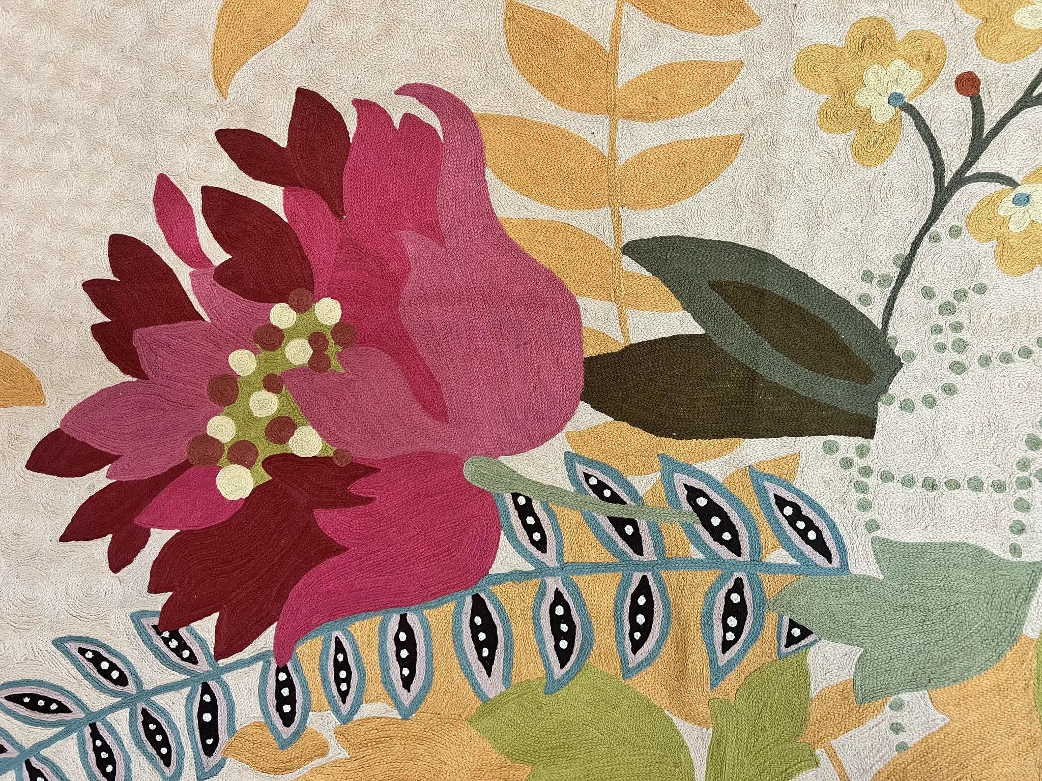 Indian Hand Stitched Rug 4x6, Floral, Silk, Large Floral Design by Jewel Rugs