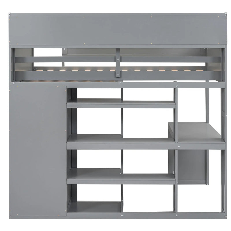 Loft Bed With Built In Desk, Storage Shelves, And Wardrobe by HouseOfZazla