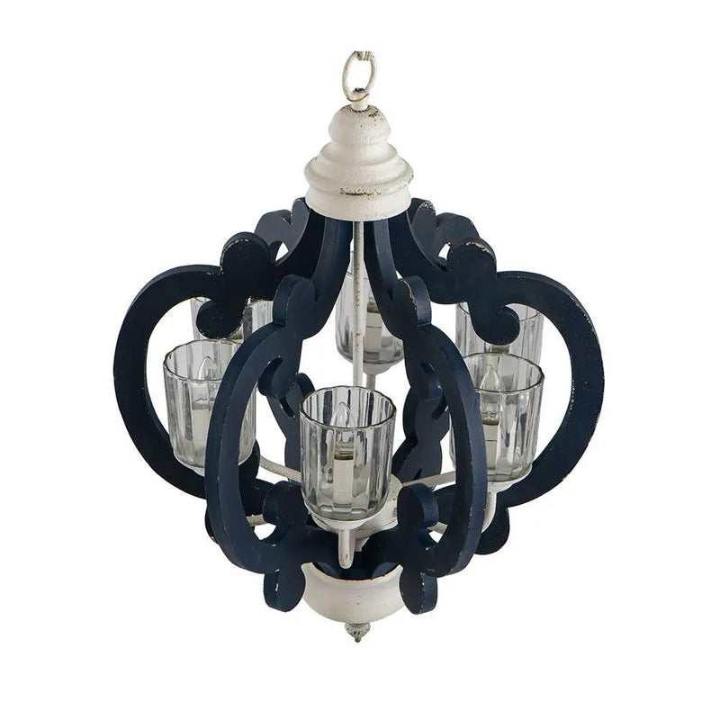 Wood Chandelier 6 Light Farmhouse Pendant Lighting Wood Hanging Light Fixture For Kitchen Living Dining Room, Bulb Not Included - Cream by Unique Piece Furniture