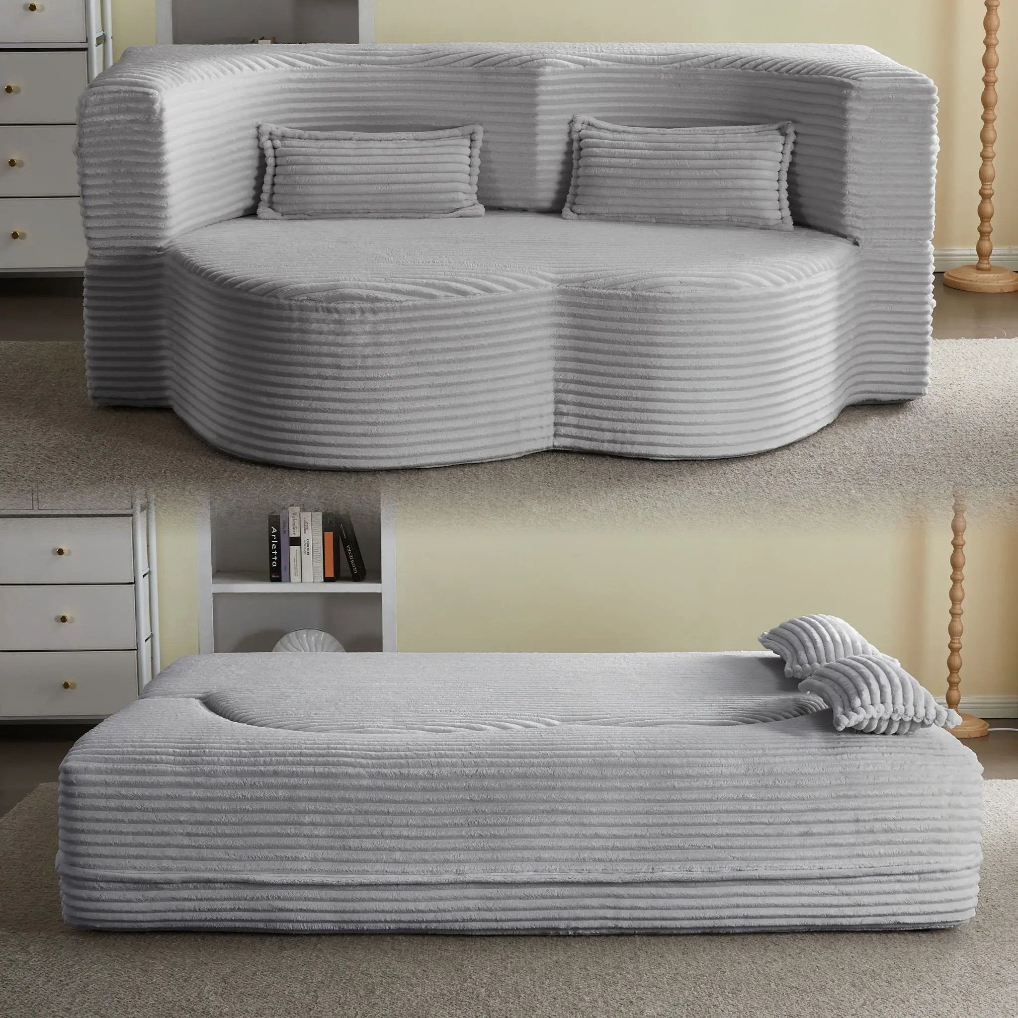 Floor Convertible Sleeper Sofa Bed With 2 Pillows by HouseOfZazla