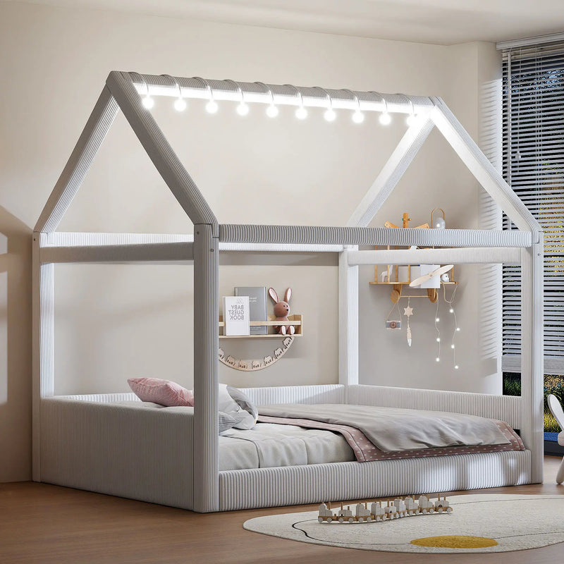 Upholstered House Style Daybed With LED Light Strips by HouseOfZazla