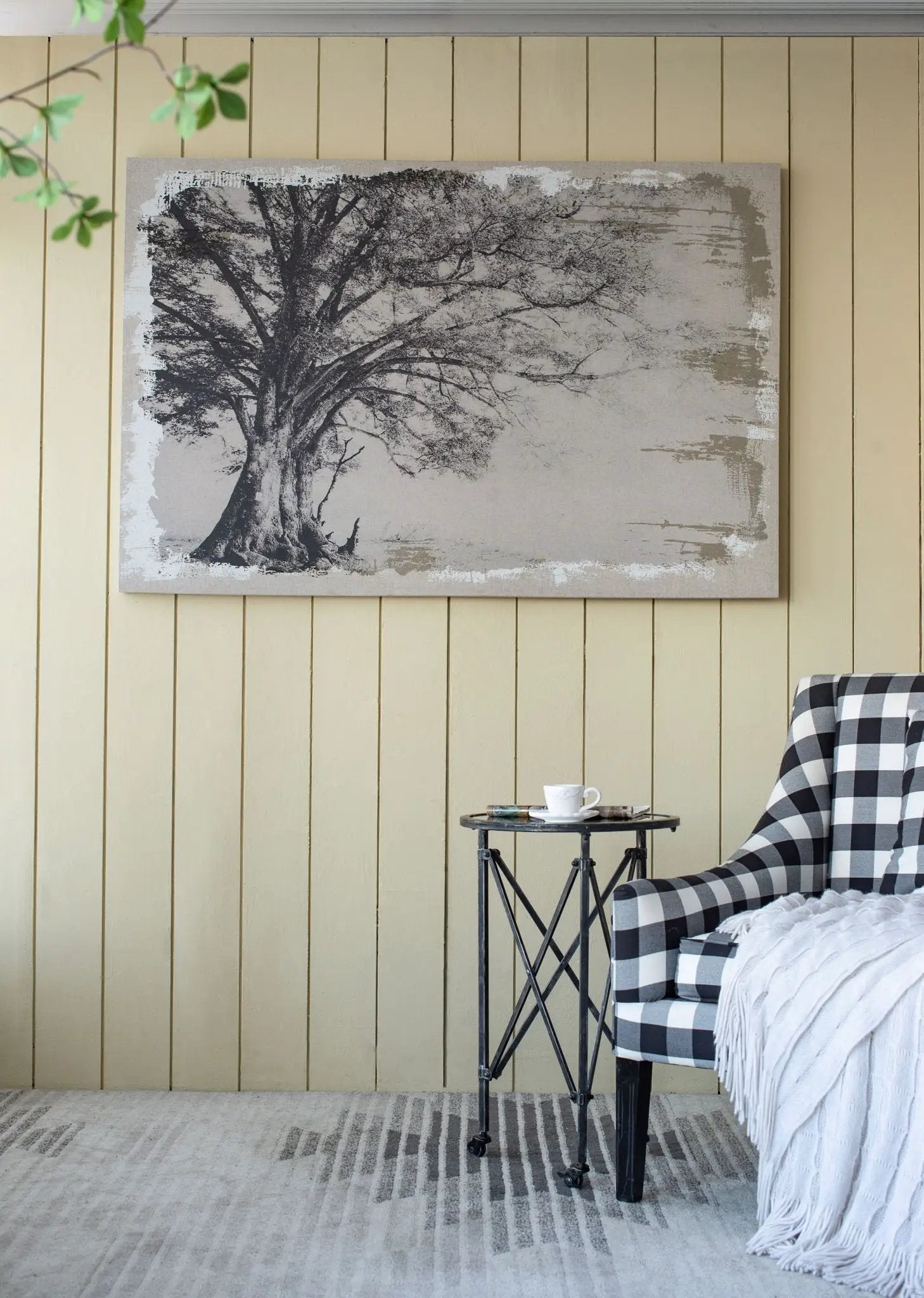 Large Arboreal Shelter Canvas Art Print, Traditional Style Floral Wall Art, Home Decor Accent Piece - Gray / White Matte by HouseOfZazla