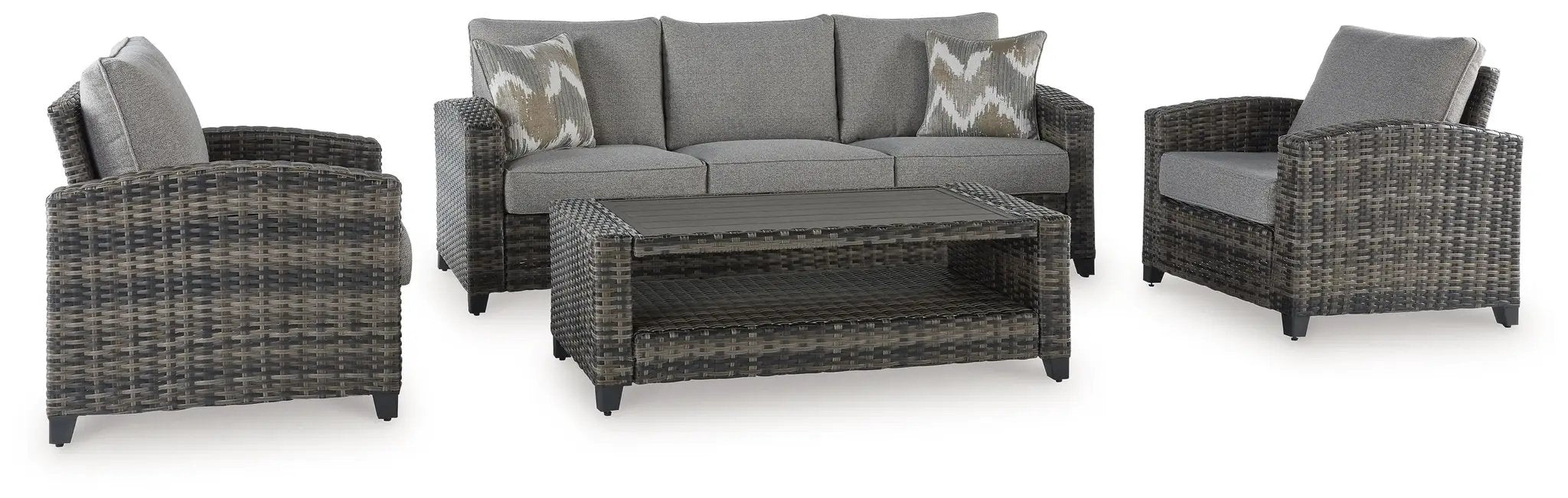 Oasis Court - Sofa, Chairs, Table Set (Set of 4) - Gray by Unique Piece Furniture