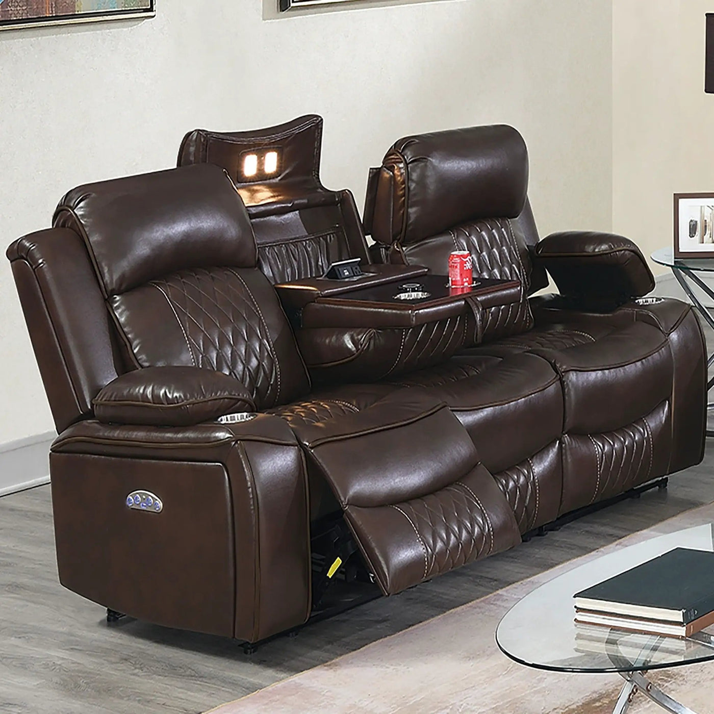 Power Motion Living Room Set With USB Port, Adjustable Headrest, Cup Holder by HouseOfZazla