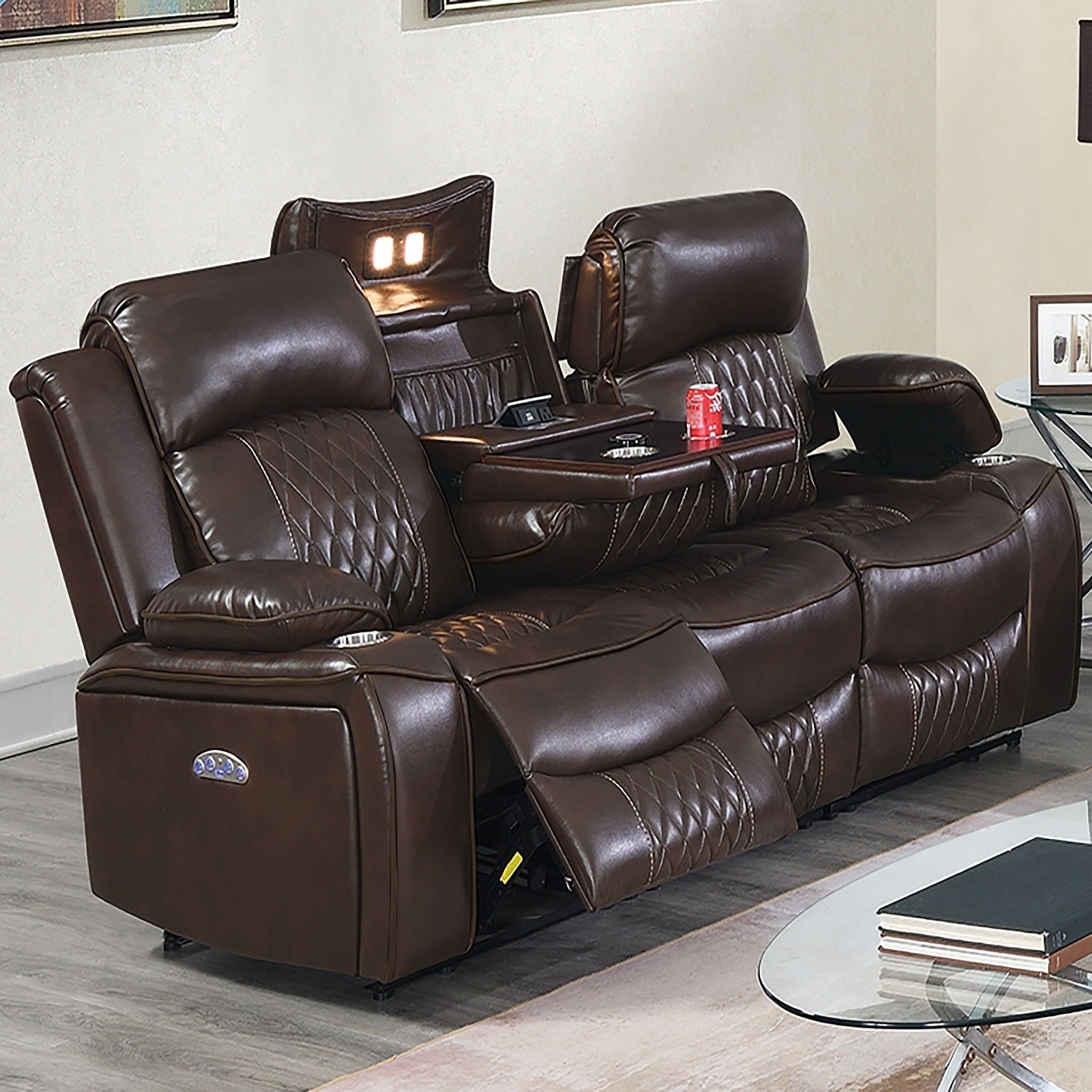Power Motion Living Room Set With USB Port, Adjustable Headrest, Cup Holder by HouseOfZazla